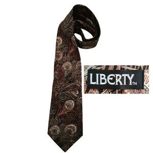 Liberty of London Mens Silk Tie w' Peacock Feather Print